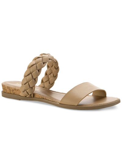 SUN STONE Womens Beige Mixed Media Braided Cushioned Slip Resistant Easten Round Toe Wedge Slip On Slide Sandals Shoes 11 M