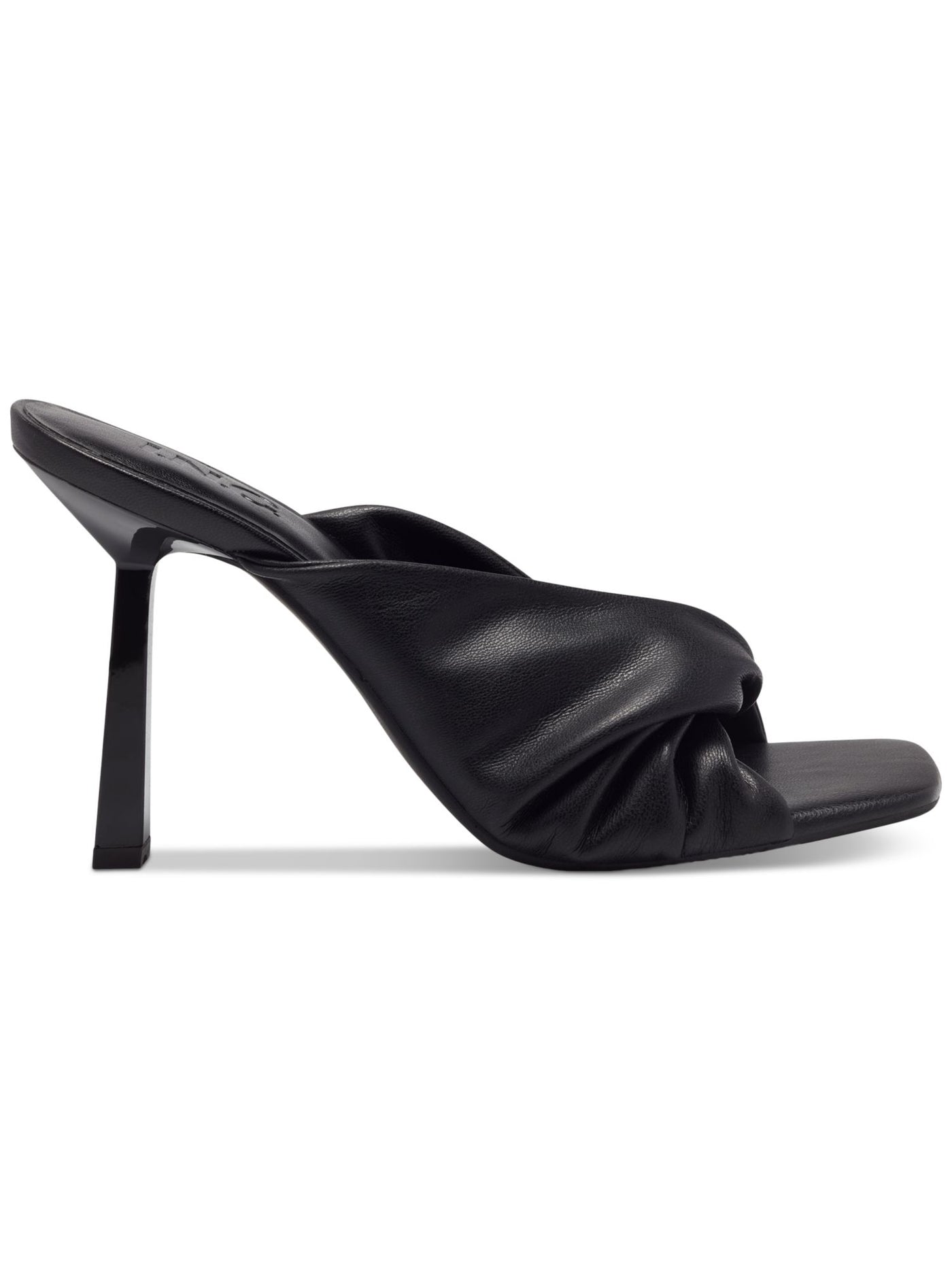 INC Womens Black Comfort Ruched Birana Square Toe Stiletto Slip On Heeled Sandal 8 M