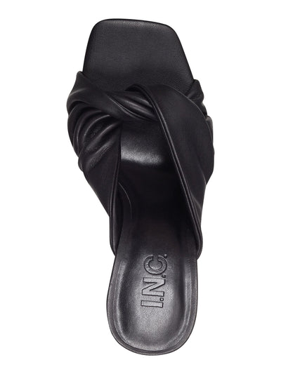 INC Womens Black Comfort Ruched Birana Square Toe Stiletto Slip On Heeled Sandal 7 M