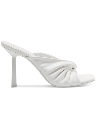 INC Womens White Comfort Ruched Birana Square Toe Stiletto Slip On Heeled Sandal 5 M