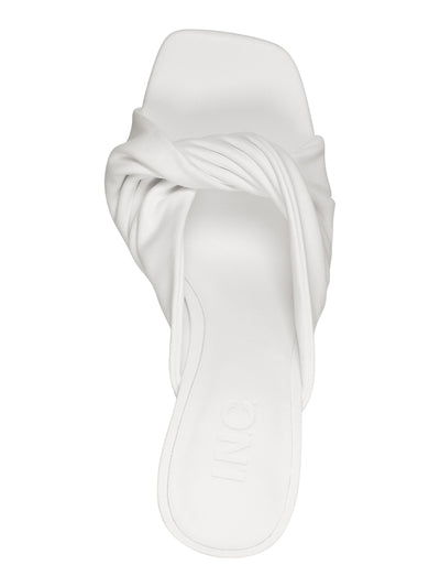 INC Womens White Comfort Ruched Birana Square Toe Stiletto Slip On Heeled Sandal 7 M