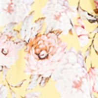 BARDOT Womens Yellow Tie Zippered Pleated Lined Textured Ruffled Floral Sleeveless Sweetheart Neckline Tea-Length A-Line Dress