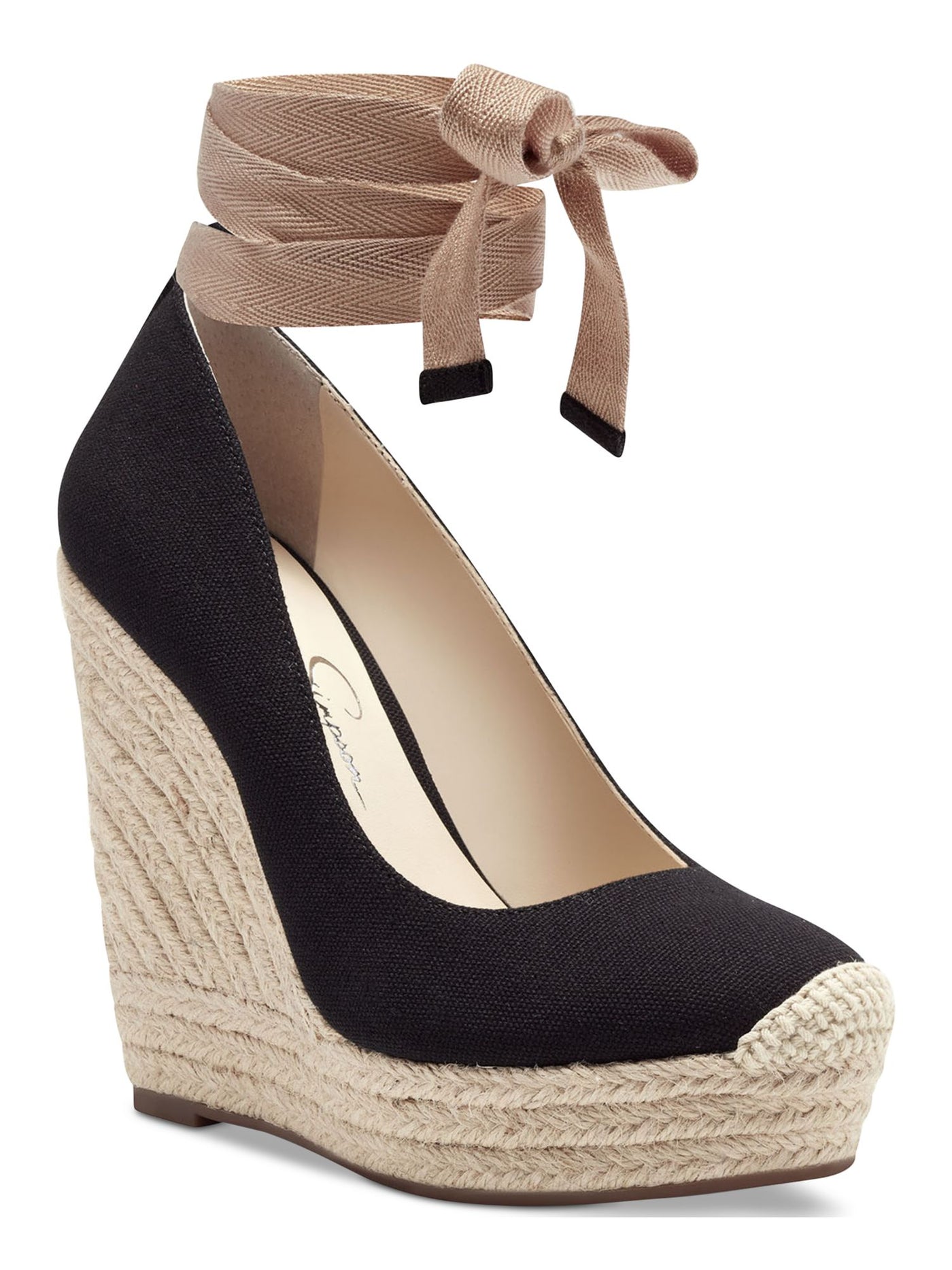 JESSICA SIMPSON Womens Black 1" Platform Comfort Zexie Round Toe Wedge Lace-Up Espadrille Shoes 9 M