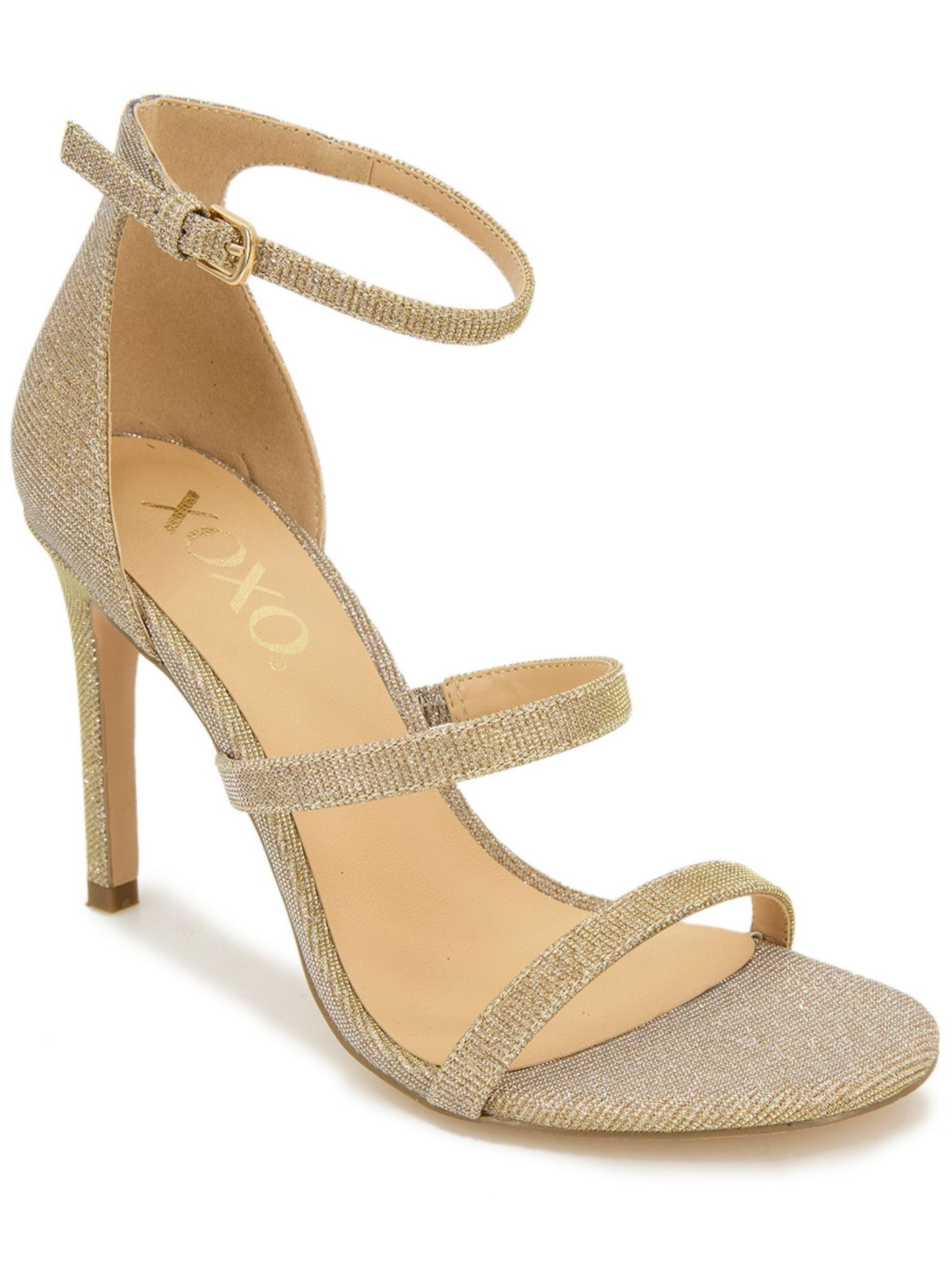 Xoxo Womens Gold Metallic Strappy Padded Glitter Ankle Strap Goring Bridgette Open Toe Stiletto Buckle Dress Heeled Sandal 6.5, Women's, Size: One Xoxo Womens Gold Metallic Strappy Padded Glitter Ankle Strap Goring Bridgette Open Toe Stiletto Buckle Dress Heeled Sandal 6.5, Women's, Size: One