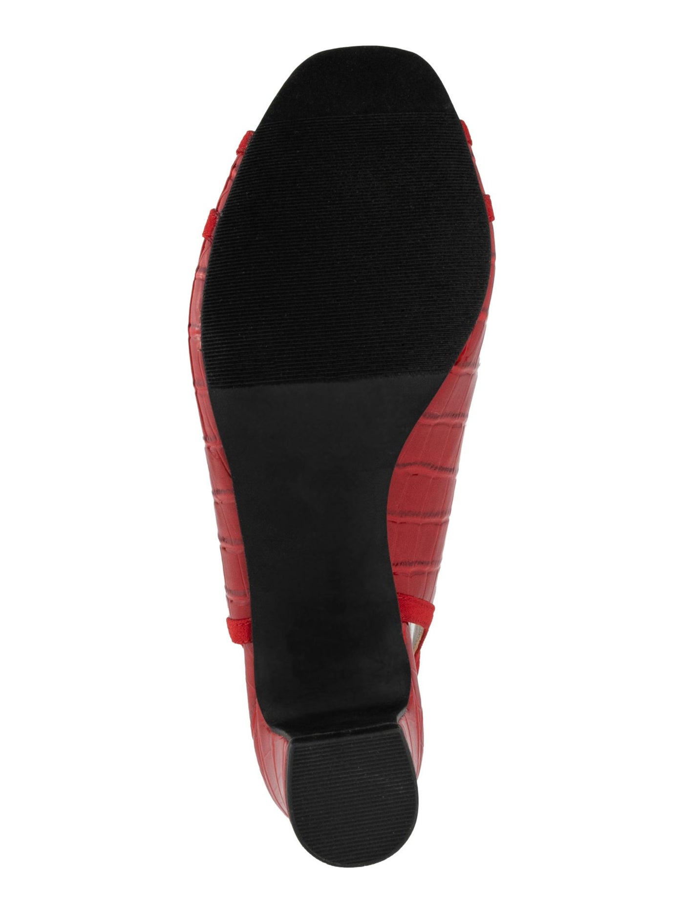 KAREN SCOTT Womens Red Croc Embossed Hardware Accent Goring Padded Jerricca Open Toe Block Heel Slip On Dress Slingback M