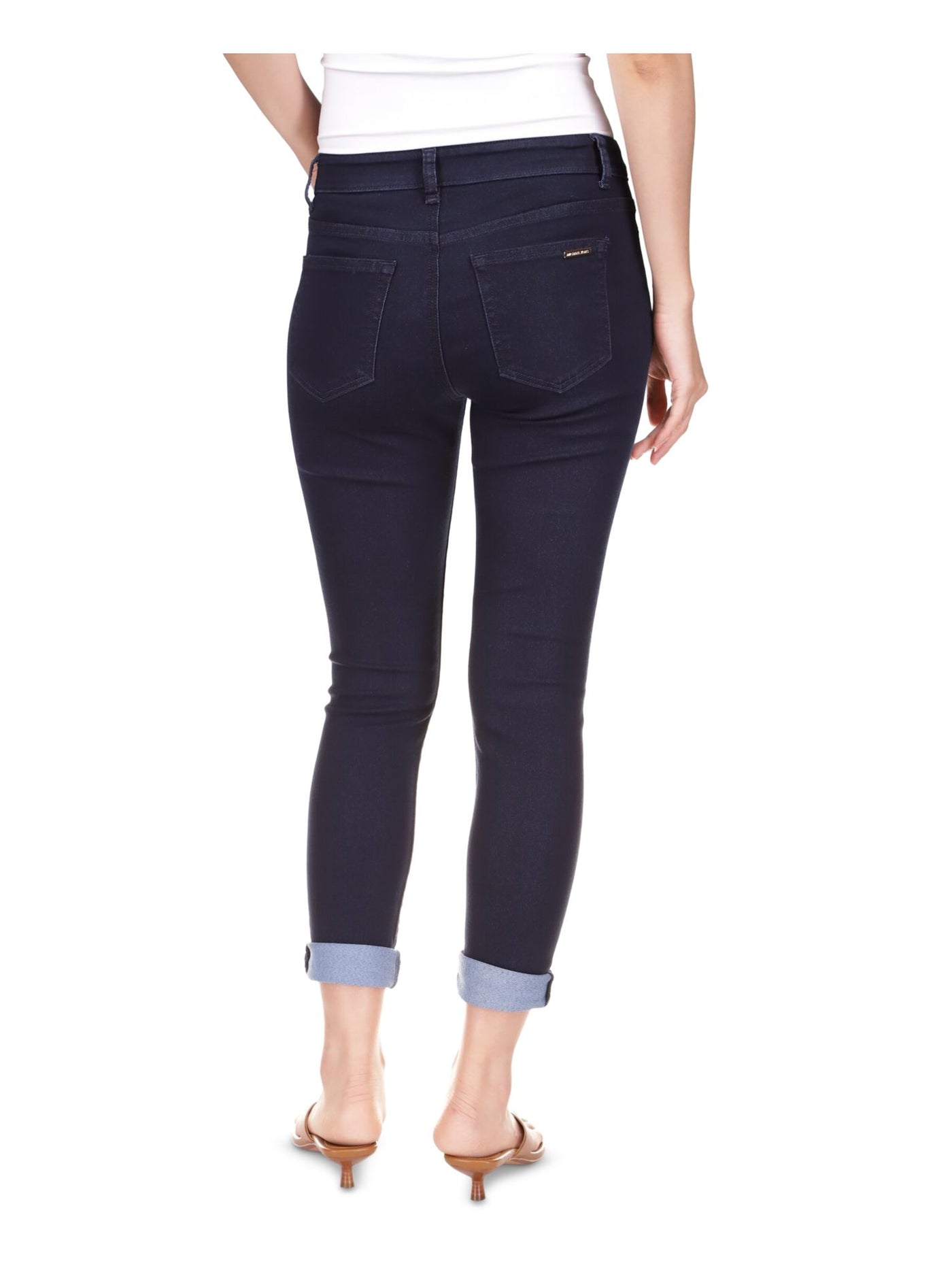 MICHAEL MICHAEL KORS Womens Navy Denim Pocketed Rolled Hem Button Fly Skinny Jeans Petites 6P