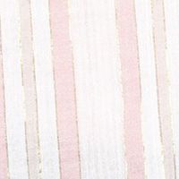 MICHAEL KORS Womens Pink Sheer Tie Cuffs Unlined Round Hem Striped 3/4 Sleeve V Neck Top