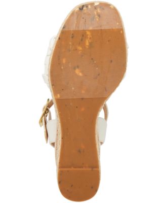 COOL PLANET BY STEVE MADDEN Womens White 1-1/2" Platform Recycled Woven Comfort Jitney Square Toe Wedge Buckle Espadrille Shoes M