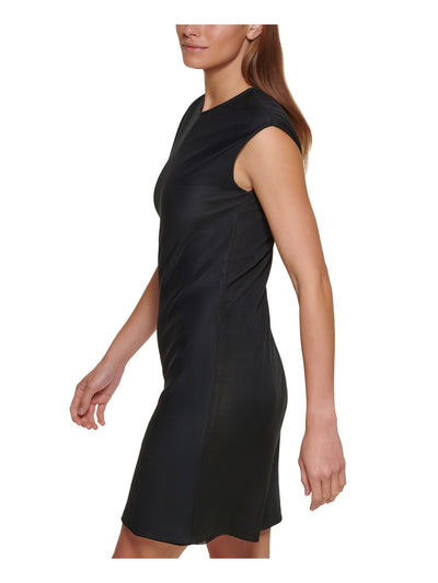 DKNY Womens Black Zippered Keyhole Back Sleeveless Crew Neck Short Party Sheath Dress 8