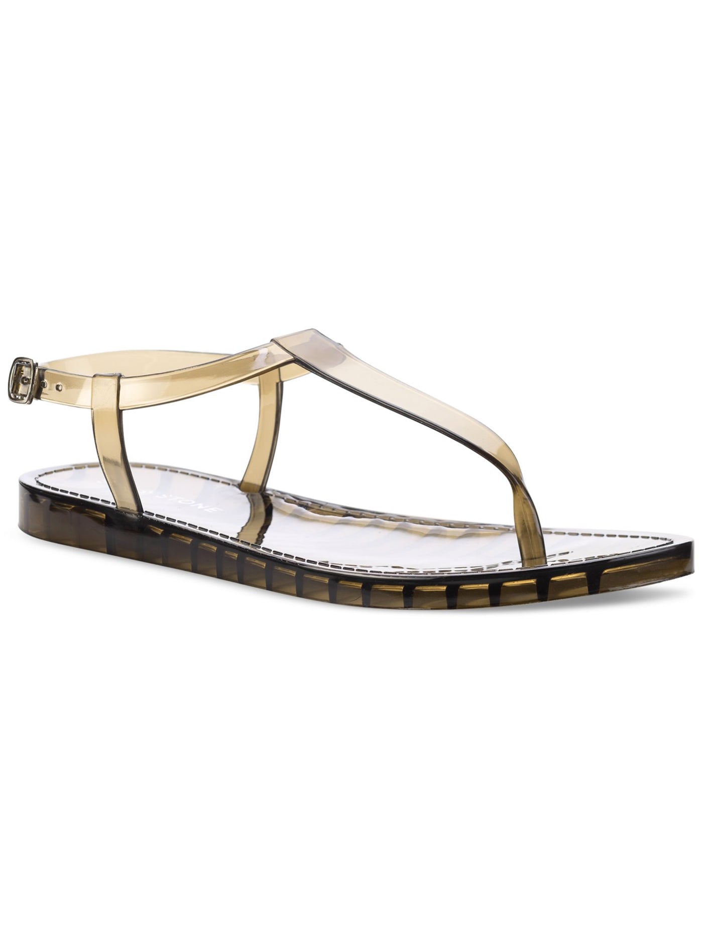 SUN STONE Womens Black Adjustable Kristi Round Toe Buckle Jelly 8