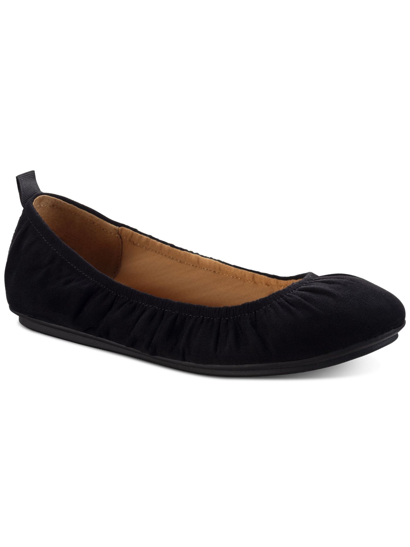 SUN STONE Womens Black Pull Tab Cushioned Stretch Sibyyl Round Toe Slip On Flats Shoes 5.5