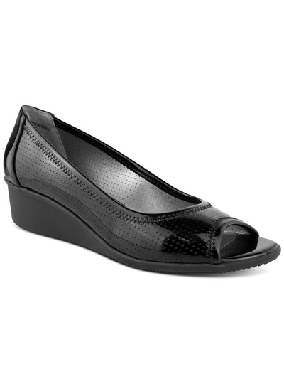 KAREN SCOTT Womens Black Perforated Padded Yaritza Peep Toe Wedge Slip On Pumps Shoes 7 M