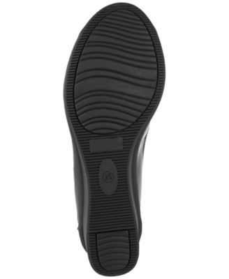 KAREN SCOTT Womens Black Perforated Padded Yaritza Peep Toe Wedge Slip On Pumps Shoes M