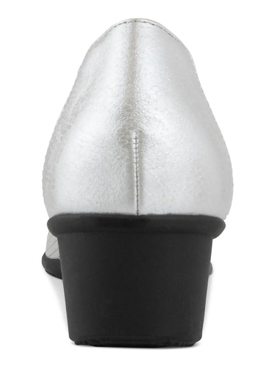 KAREN SCOTT Womens Silver Perforated Padded Yaritza Peep Toe Wedge Slip On Pumps Shoes 9 M