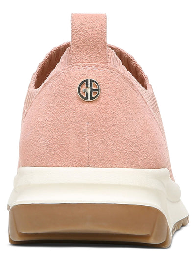 GIANI BERNINI Womens Pink Stretch Pull Tab Logo 1" Platform Cushioned Comfort Ryanne Round Toe Wedge Slip On Leather Sneakers Shoes 6.5 M