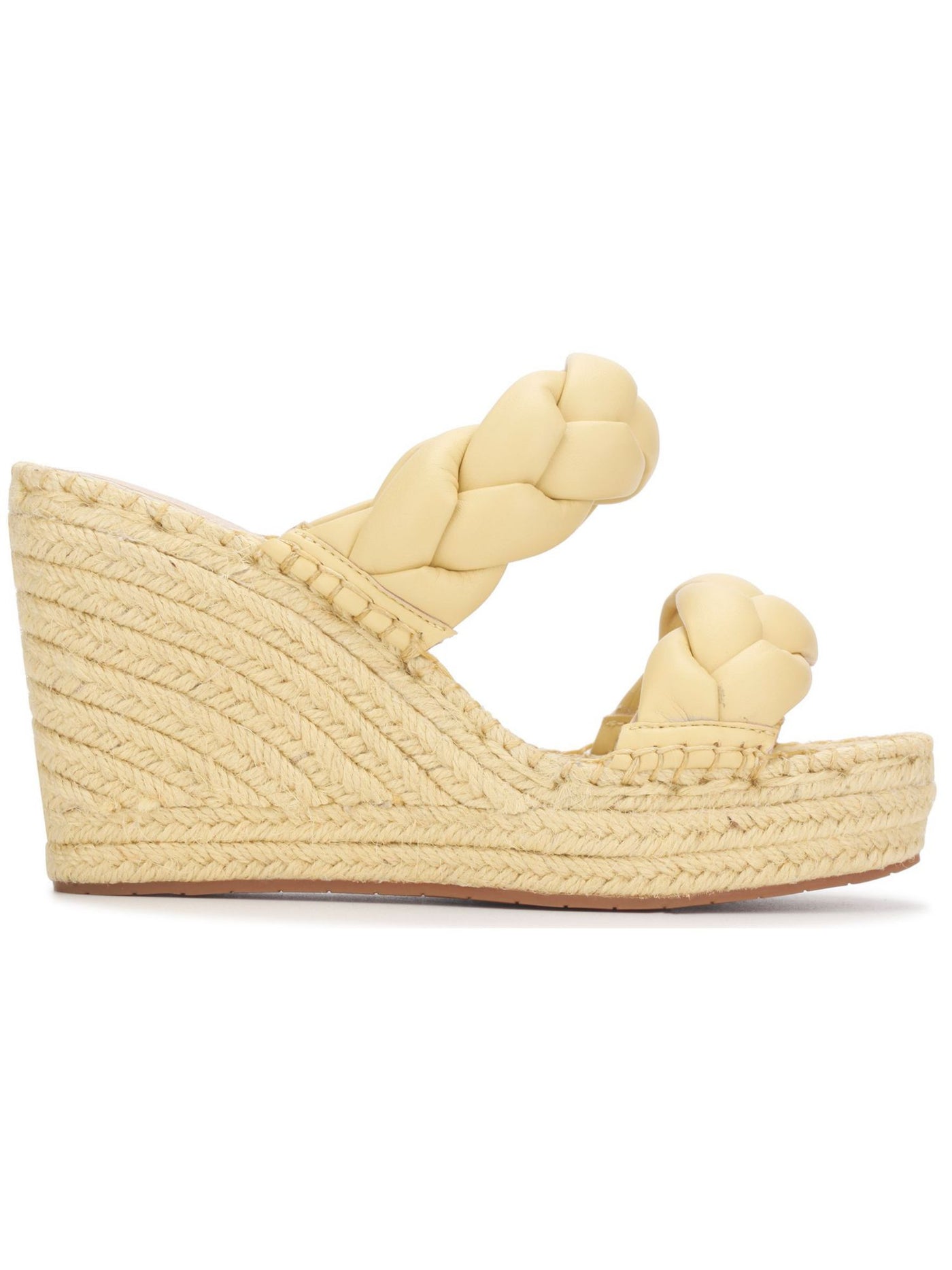 KENNETH COLE NEW YORK Womens Beige 1-1/2" Platform Braided Olivia Open Toe Wedge Slip On Sandals Shoes 7.5 M