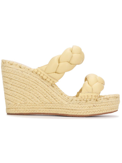 KENNETH COLE NEW YORK Womens Beige 1-1/2" Platform Braided Olivia Open Toe Wedge Slip On Sandals Shoes 7.5 M