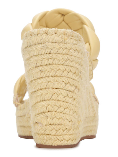 KENNETH COLE NEW YORK Womens Beige 1-1/2" Platform Braided Olivia Open Toe Wedge Slip On Sandals Shoes 7.5 M