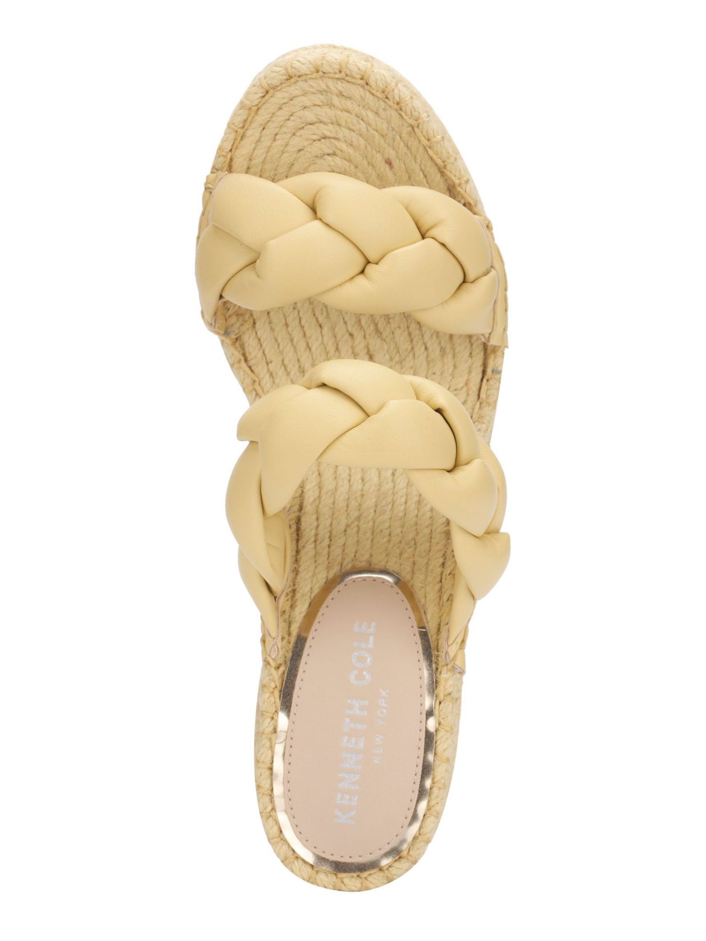 KENNETH COLE NEW YORK Womens Beige 1-1/2" Platform Braided Olivia Open Toe Wedge Slip On Sandals Shoes 7.5 M