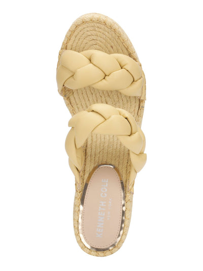 KENNETH COLE NEW YORK Womens Beige 1-1/2" Platform Braided Olivia Open Toe Wedge Slip On Sandals Shoes 7.5 M