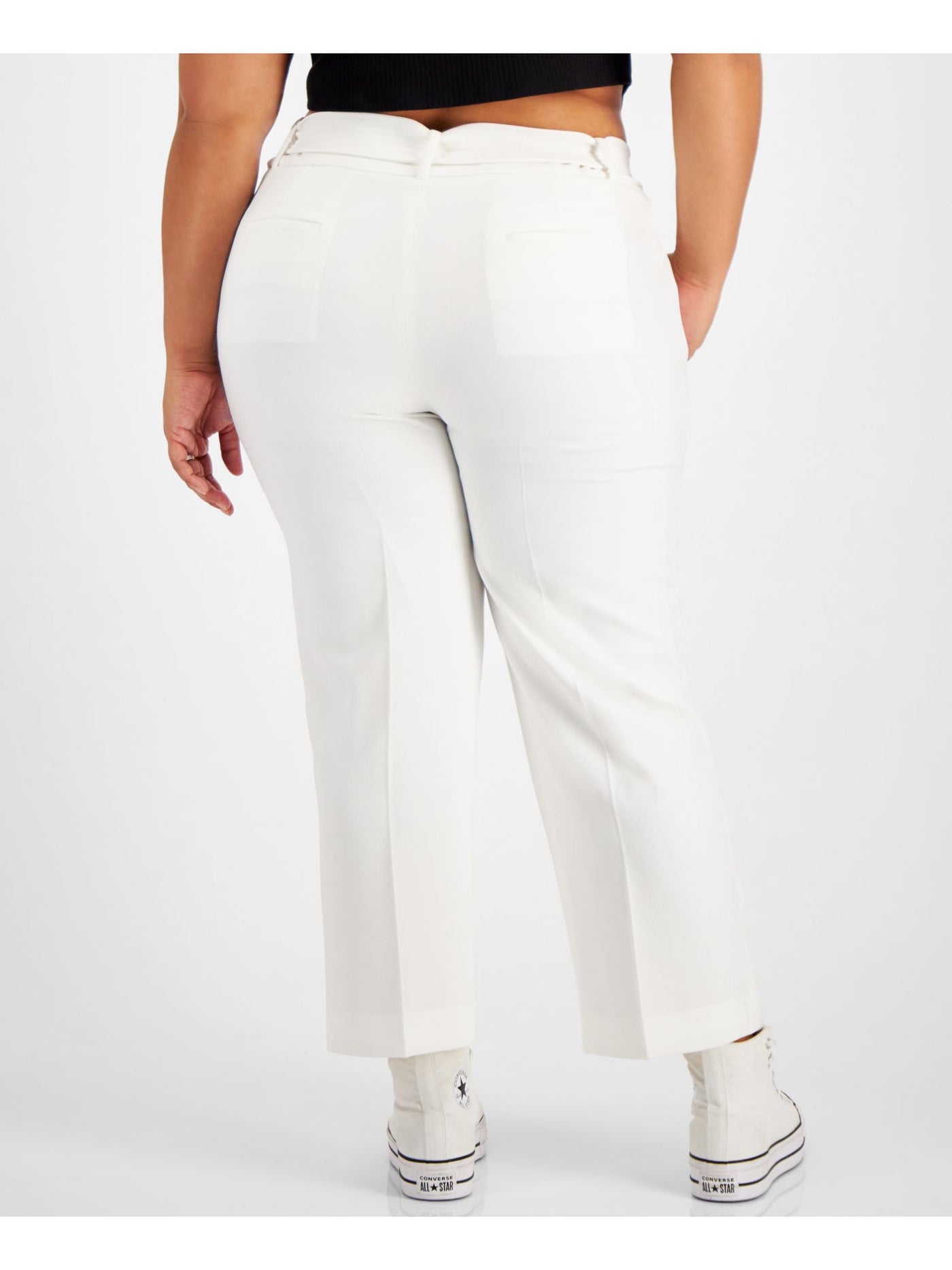 BAR III Womens Zippered Tie High Waist Pocketed Pants