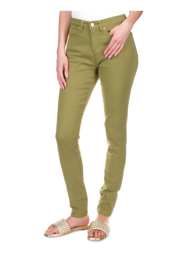 MICHAEL KORS Womens Green Zippered Pocketed Skinny Leg High Waist Jeans Petites 0P