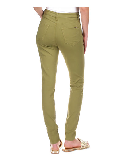 MICHAEL KORS Womens Green Zippered Pocketed Skinny Leg High Waist Jeans Petites 10P