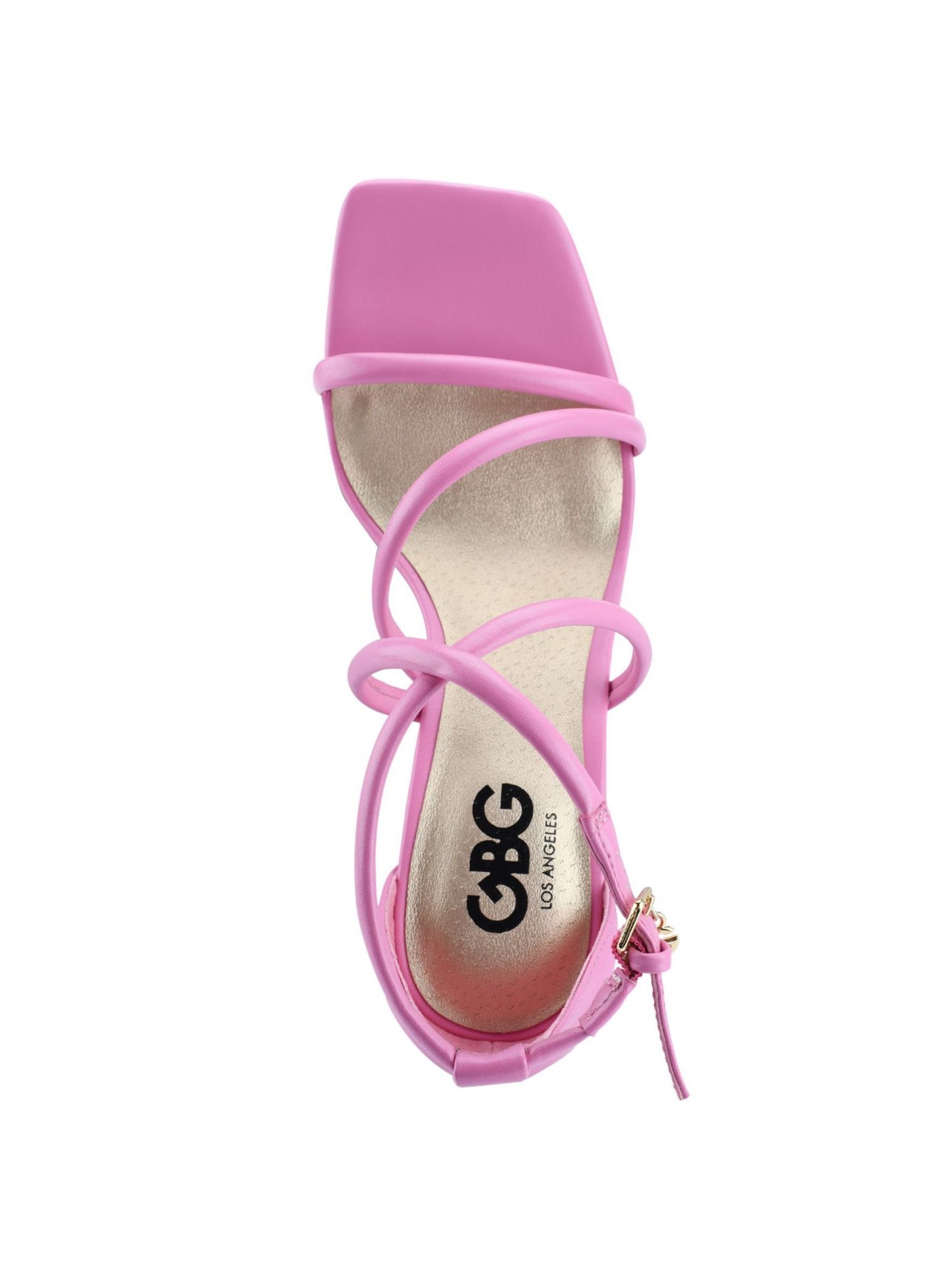 GBG LOS ANGELES Womens Pink Strappy Chloin Square Toe Block Heel Buckle Dress Heeled Sandal 10 M