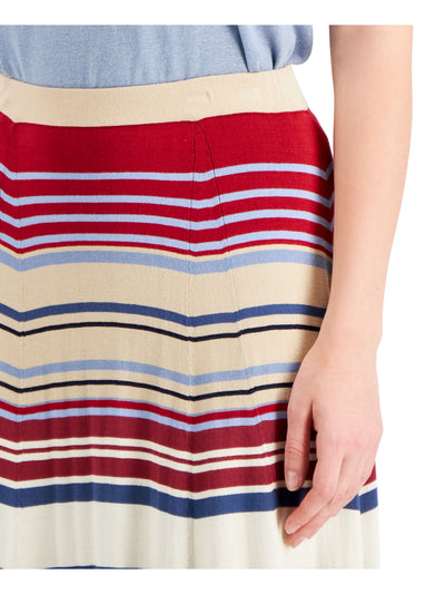 WEEKEND MAX MARA Womens Beige Knit Striped Tea-Length A-Line Skirt S