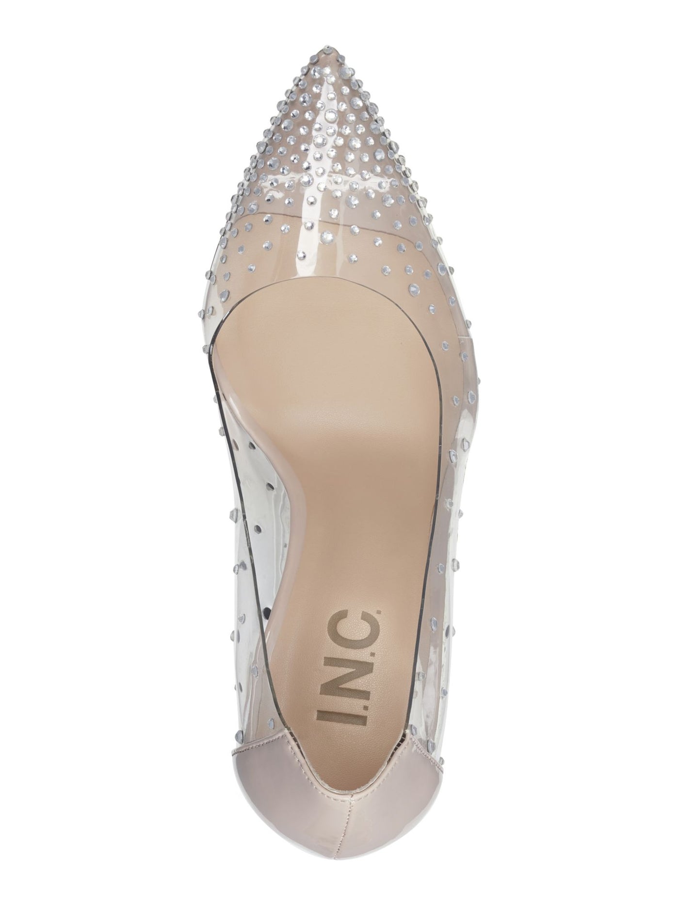 INC Womens Gold Transparent Rhinestone Padded Katey Pointed Toe Stiletto Slip On Dress Pumps Shoes 9 M