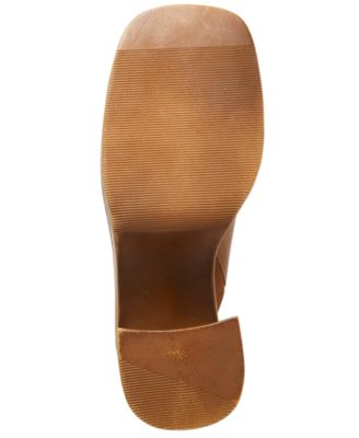 STEVE MADDEN Womens Brown 1" Platform Padded Goring Flirtie Square Toe Block Heel Slip On Leather Clogs Shoes M