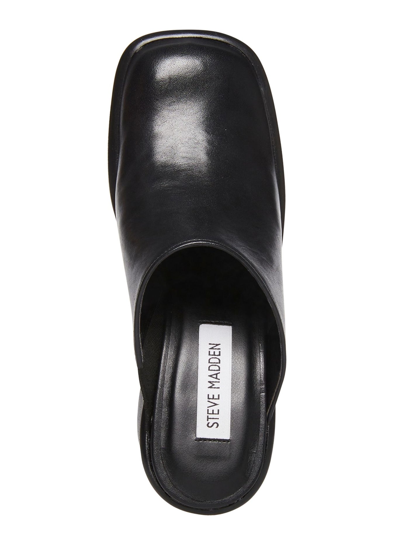 STEVE MADDEN Womens Black 1" Platform Padded Goring Flirtie Square Toe Block Heel Slip On Leather Clogs 6 M