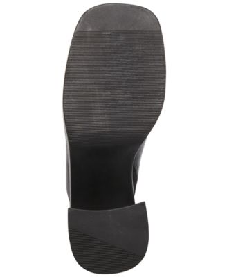 STEVE MADDEN Womens Black 1" Platform Padded Goring Flirtie Square Toe Block Heel Slip On Leather Clogs Shoes M
