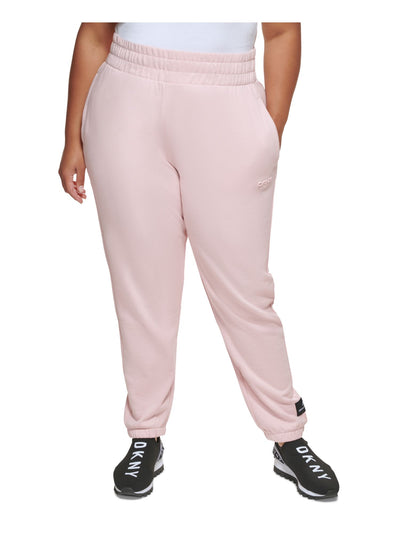 DKNY SPORT Womens Pink Pocketed Pull On Elastic Waist Jogger Cuffed Pants Plus 3X