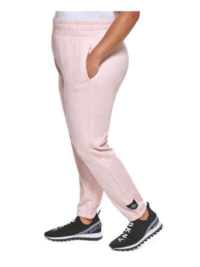 DKNY SPORT Womens Pink Pocketed Pull On Elastic Waist Jogger Cuffed Pants Plus 3X