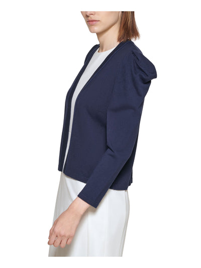 CALVIN KLEIN Womens Navy Pouf Sleeve Open Front Wear To Work Cardigan S
