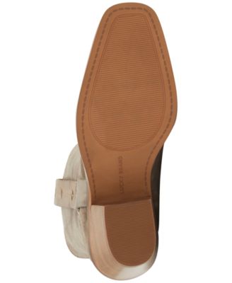 LUCKY BRAND Womens Beige Strap And Ring Hardware Side Pull-Tabs Goring Cushioned Kamaree Almond Toe Block Heel Leather Booties M