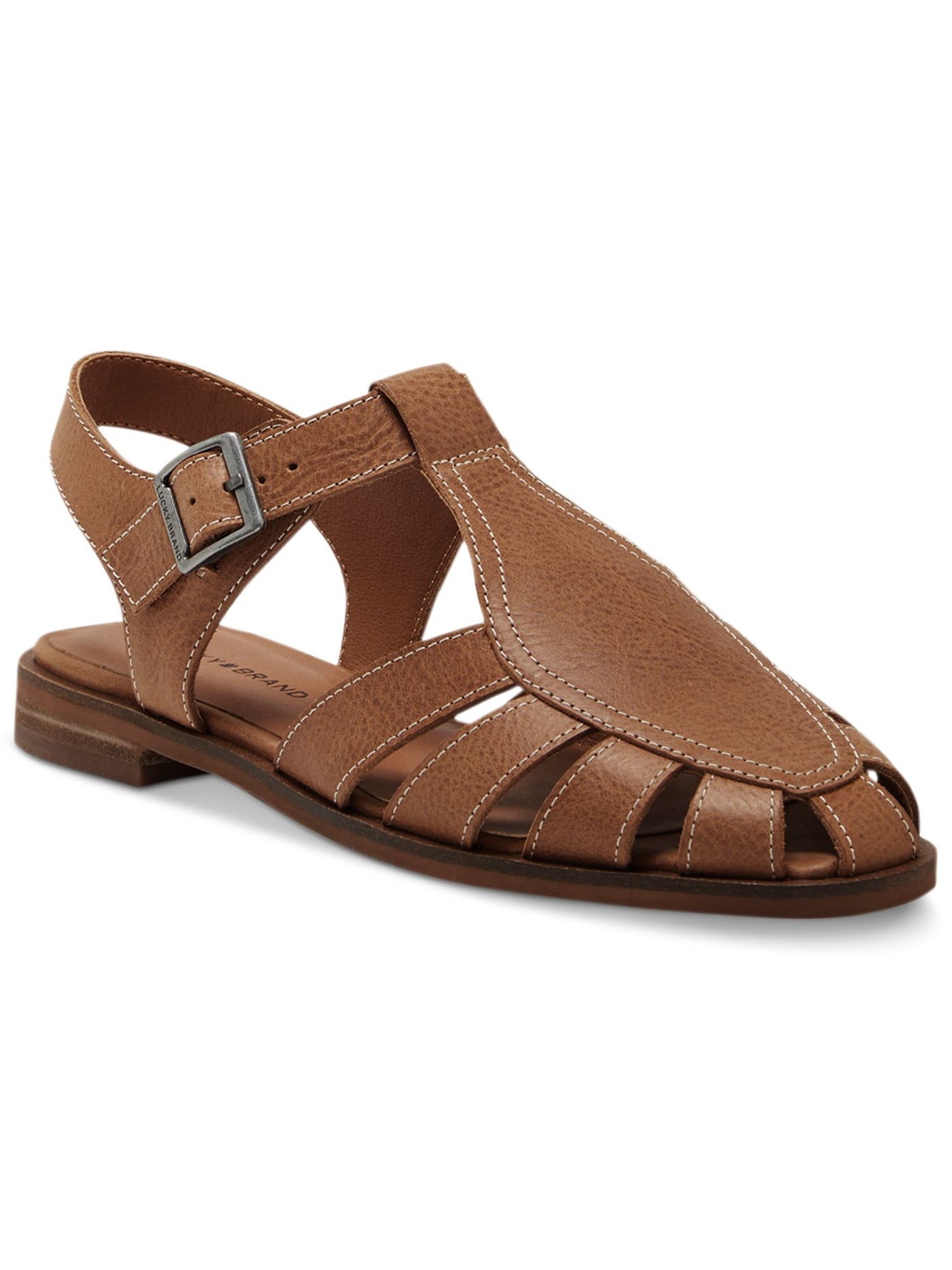 LUCKY BRAND Womens Brown Adjustable Dallia Round Toe Buckle Leather Slingback 8.5 M