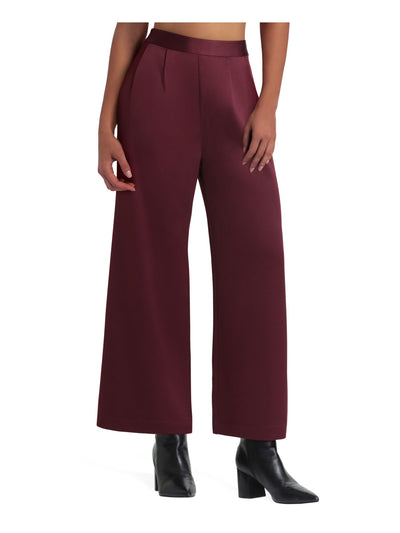 HALSTON Womens Zippered Pleated Cropped Lightweight Breathable Wear To Work Wide Leg Pants