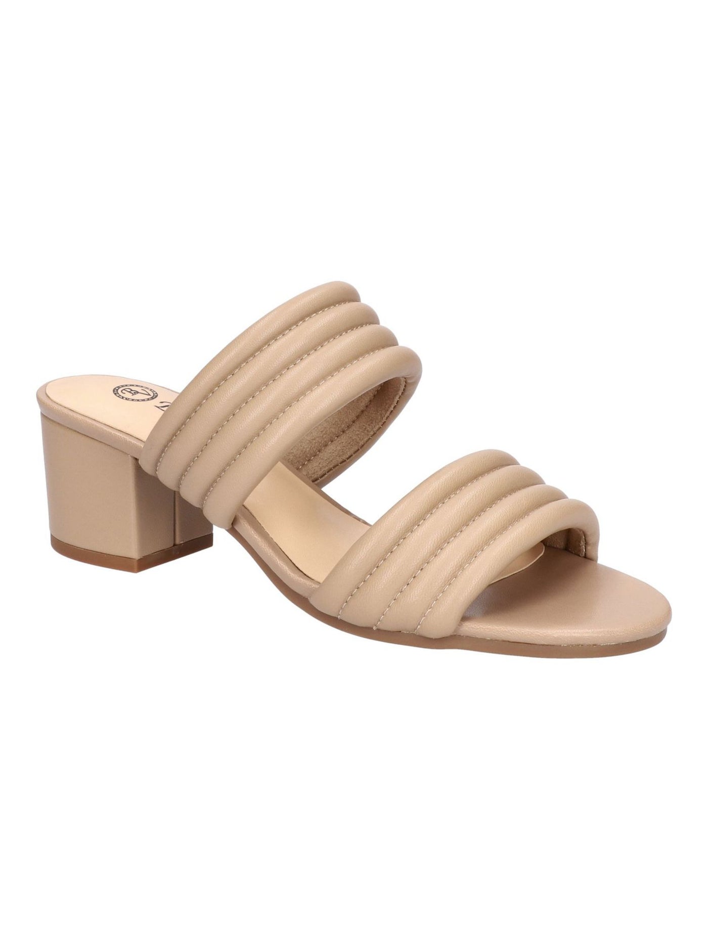 BELLA VITA Womens Gold Quilted Comfort Georgette Round Toe Block Heel Slip On Leather Heeled Sandal 10 WW