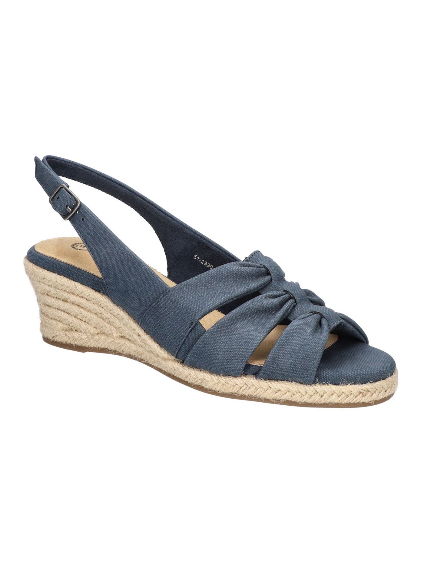 BELLA VITA Womens Navy Slingback Padded Lightweight Cheerful Round Toe Wedge Buckle Espadrille Shoes 8.5 M