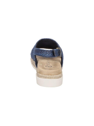 BELLA VITA Womens Navy Woven Cushioned Adjustable Cut Out Kato Round Toe Wedge Buckle Slingback Sandal 7 M