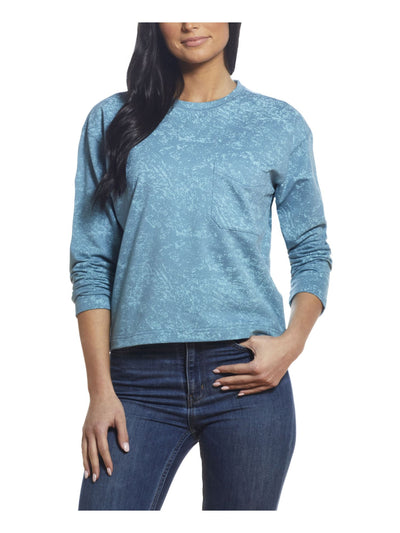 WEATHERPROOF VINTAGE Womens Blue Pocketed Casual Boyfriend Fit French Terr Sweatshirt L