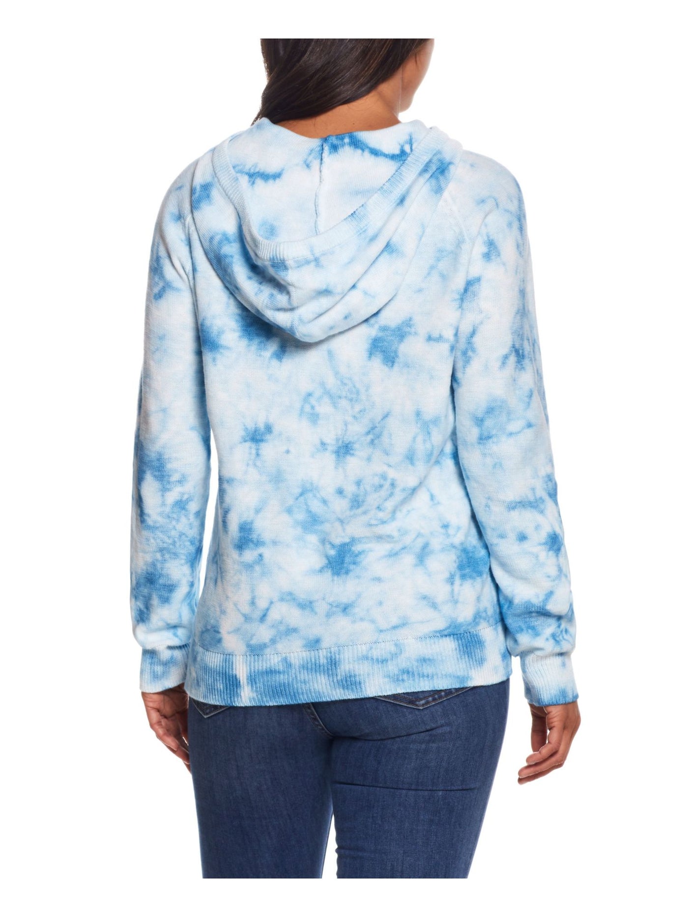 WEATHERPROOF VINTAGE Womens Blue Tie Dye Long Sleeve Hoodie Sweater L