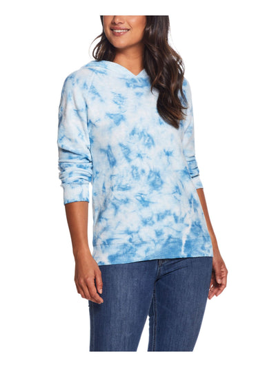 WEATHERPROOF VINTAGE Womens Blue Tie Dye Long Sleeve Hoodie Sweater L