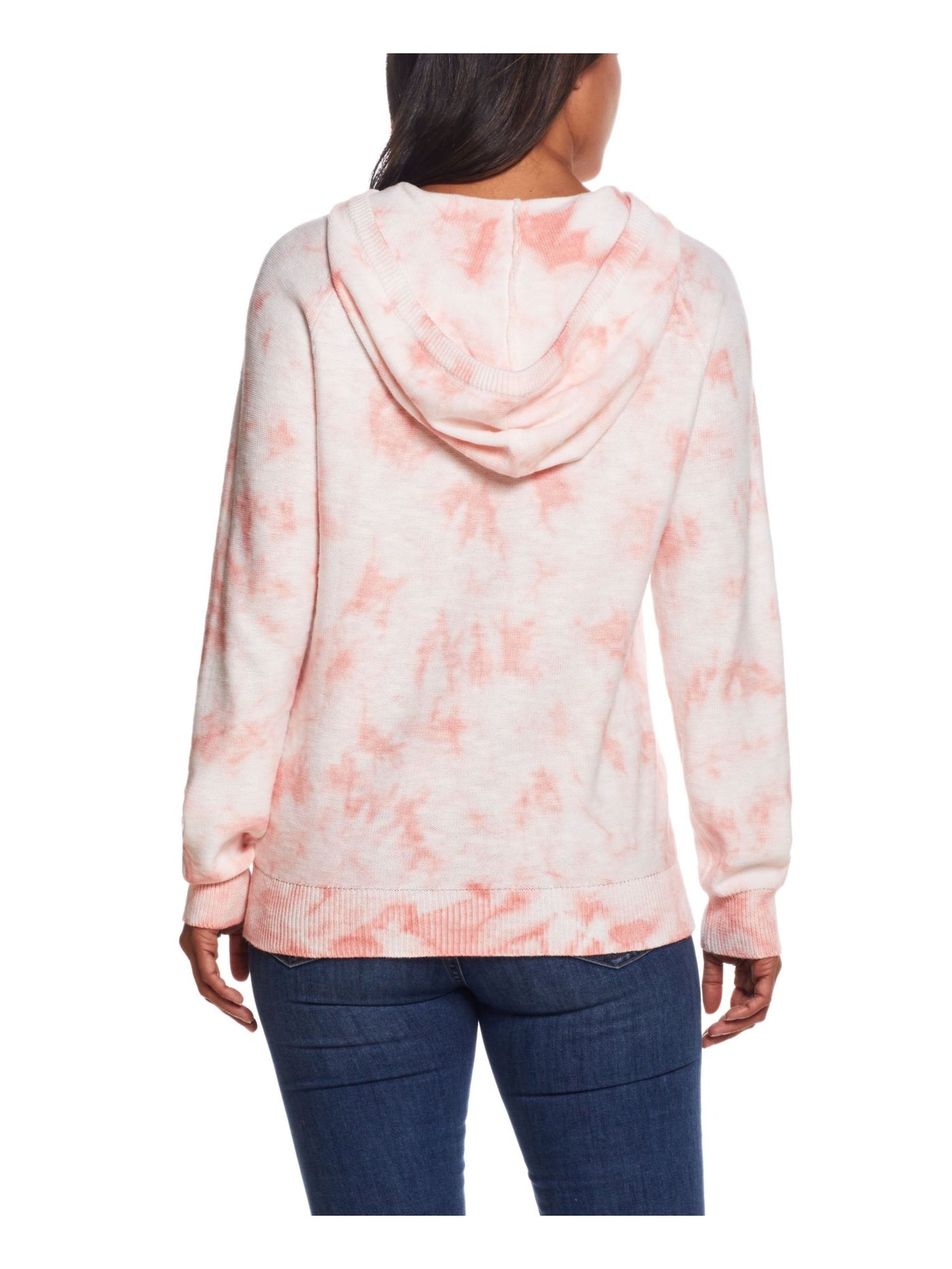WEATHERPROOF VINTAGE Womens Coral Tie Dye Long Sleeve Hoodie Sweater S