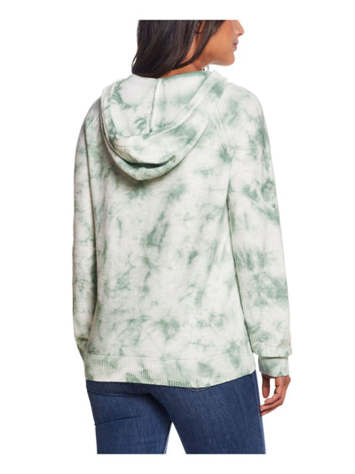 WEATHERPROOF VINTAGE Womens White Tie Dye Long Sleeve Hoodie Sweater L