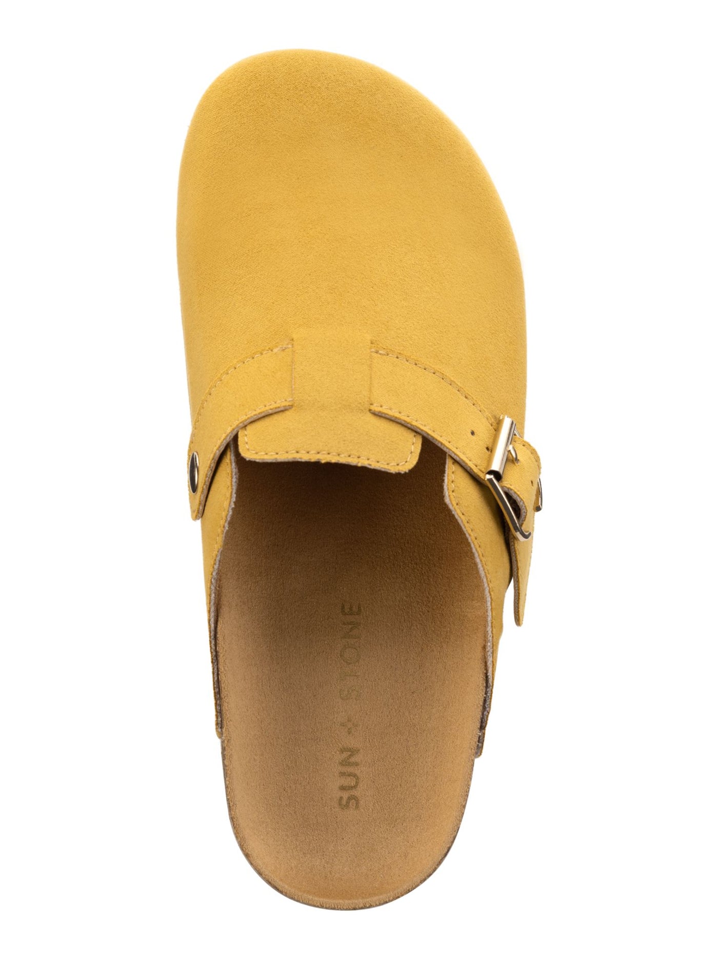 SUN STONE Womens Yellow Buckle Accent Perlaa Round Toe Slip On Mules 7 M