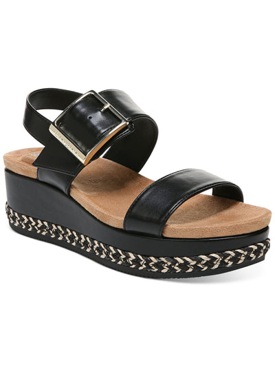 GIANI BERNINI Womens Black Tri Tone 1" Espadrille Platform Padded Adjustable Strap Jerammie Round Toe Wedge Buckle Slingback Sandal 11 M