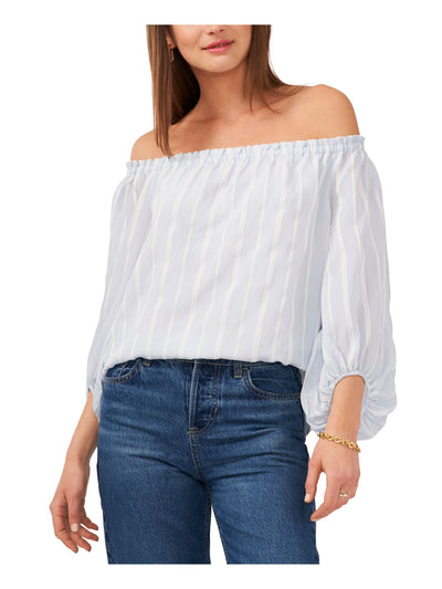 VINCE CAMUTO Womens Ivory Striped Balloon Sleeve Off Shoulder Top XL